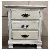 Distressed White Three Drawer Chest