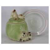 Cat Cookie Jar and Saucer