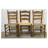 Three Ladder Back Rush Seat Chairs