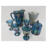 Blue Carnival Glass Tableware