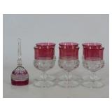 Cranberry and Clear Glassware with Bell