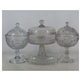 Pressed Glass Covered Compotes