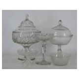 Pattern Glass Covered Compotes