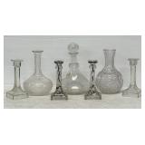 Glass Decanters And Candlesticks