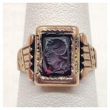 10K Gold Ring Intaglio Amethyst