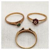 10K Gold Rings Emerald Rubies Diamonds Etc