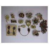 Vintage Rhinestone & Mosaic Costume Jewelry