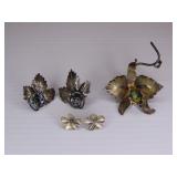 Botanical Sterling Earrings & 900 Brooch