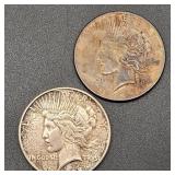 1926-S & 1928-S Peace Silver Dollars (2)
