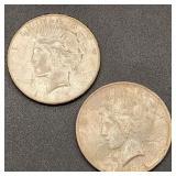1923 & 23-S Peace Silver Dollars (2)