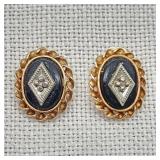 14K Gold Onyx & Diamond Earrings