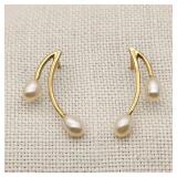14K Gold Freshwater Pearls Earrings