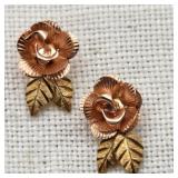 10 & 14K Rose & Yellow Gold Flower Earrings