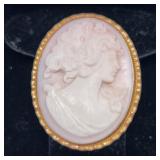 Pink Cameo in 14K Gold Italian Brooch Setting