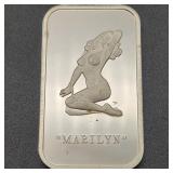 1973 Marilyn Monroe 1 TOz .999 Fine Silver