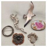 Silver Brooches & Pins Group