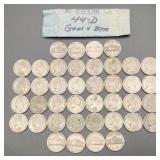 1944-D Wartime Silver Nickels (40)