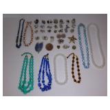 Faceted Beaded Necklaces & Rhinestone Earrings