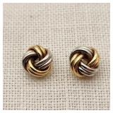 10K White & Yellow Gold Love Knot Earrings
