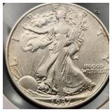 1937 Walking Liberty Silver Half Dollar MS63