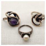 Mid-Century Type Rings Amethyst Etc