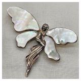 Silver Statement Fairy Brooch w/ Mother of Pearl W