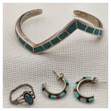 Silver Native American Type Chevron Cuff