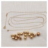 14K Gold Necklace w/ Beads As-Is