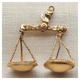 10K Gold Balance Scale Pendant