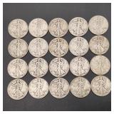 Assorted Date Walking Liberty Silver Half Dollars