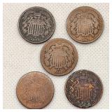 US 1864-1868 2-Cent Coins + No Dates