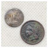 3-Cent Silver Coin & 1865 3-Cent Nickel