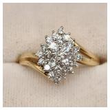 14K Gold Diamond Cluster Ring