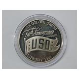 1991 S Mint USO 50th Anniversary Silver Dollar