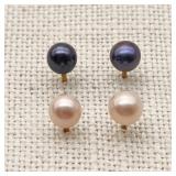 10K Gold Pearls Pierced Earrings