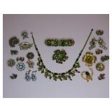 Vintage Green & Blue Rhinestone Costume Jewelry