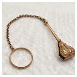 14K Gold Victorian Ring & Hankie Clasp Tested
