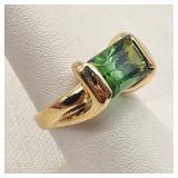 14K Gold Ring w/ Green Tourmaline