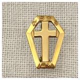 10K Gold Topped Cross Pin
