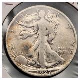 1927-S Walking Liberty Silver Half Dollar F+