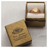 10K Gold 'B' Signet Ring Winchester Box