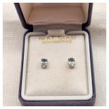 10K Gold Earrings with Aquamarine