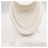 14K Gold Flat Link Necklace & Bracelet