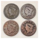1817 & 1818 Coronet Head Large Cents (4)
