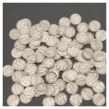 1940s Mercury Silver Dimes (100)