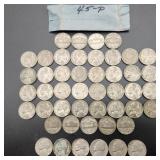 1945-P Wartime Silver Nickels (41) +