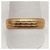 14K Gold Wedding Ring Embossed Design