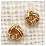 14K Gold Love Knot Pierced Earrings