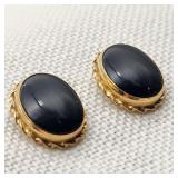 14K Gold Onyx Pierced Earrings