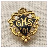 14K Gold Vintage High School '01 Pin